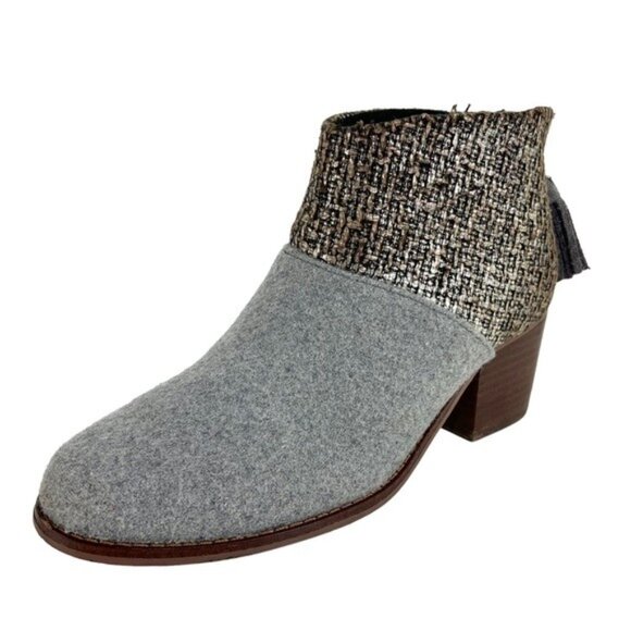 Toms Shoes - Toms Leila Metallic Tweed and Felt Ankle Booties